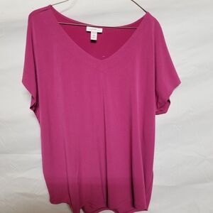 Jaclyn Smith Short Sleeve Top - Fuchsia